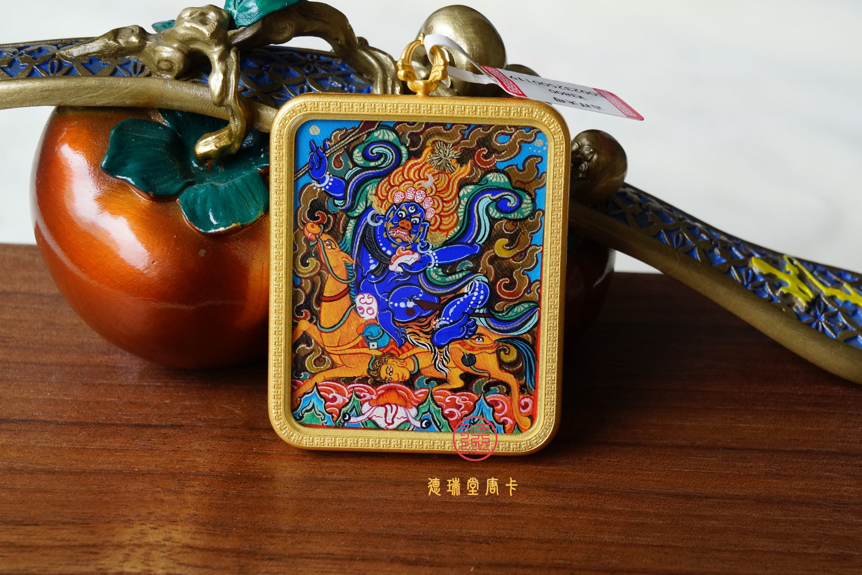 吉祥天母 西藏唐卡热贡纯手绘矿物质颜料 精品随身唐卡嘎乌盒佛牌