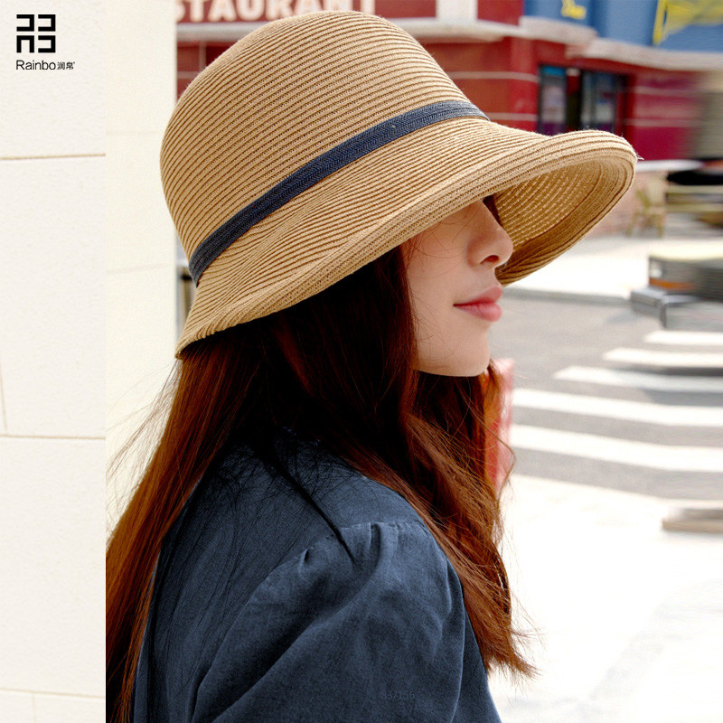 润帛 赫本风防晒草帽女复古渔夫帽 春秋夏季沙滩遮脸卷边遮阳帽子|msdalam kategori Aksesori/Belt kulit/Hat/Muffler, Hat - dari Buy2taobao.com untuk memberikan perkhidmatan ejen Taobao profesional membeli