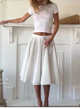 美国购ir纯棉腰带装饰大裙摆优雅百褶长裙Sirs Skirt