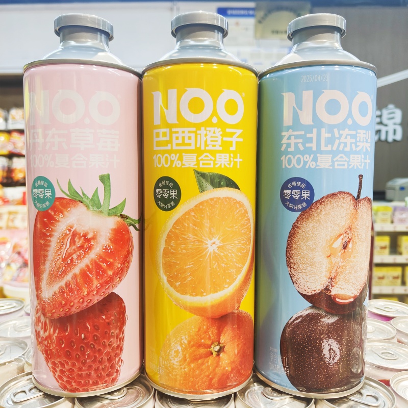 NO.O零零果东北冻梨复合果汁1L草莓橙子味100%果汁聚会聚餐饮料