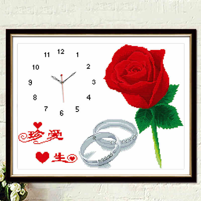 小件刺绣打发时间钟表百年好合十字绣卧室适合结婚专用的送闺蜜新