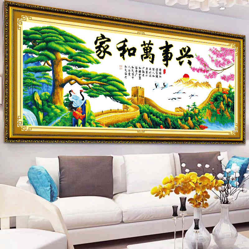 小件刺绣打发时间家和万事兴十字绣松鹤延年鹤寿延年适合客厅的老