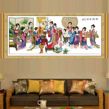 2024新款线绣新款客厅琴棋书画人物大幅红楼梦十二12金钗清仓处理