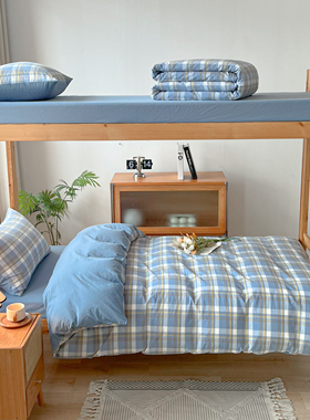 全棉水洗棉四件套简约纯棉被套床单人学生宿舍三件套床上用品