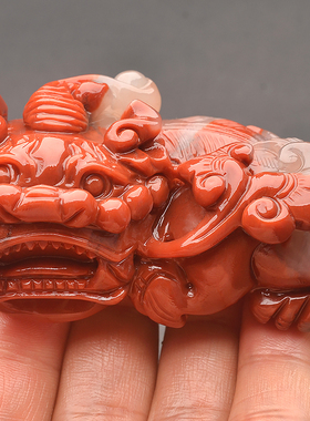 天然黄龙玉貔貅手把件大号男款桌件红色玉石小摆件办公桌鉴定证书