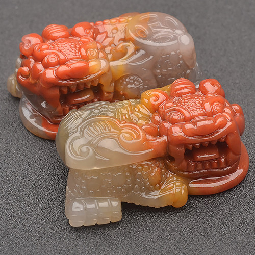 黄龙玉貔貅手把件一对情侣配对
