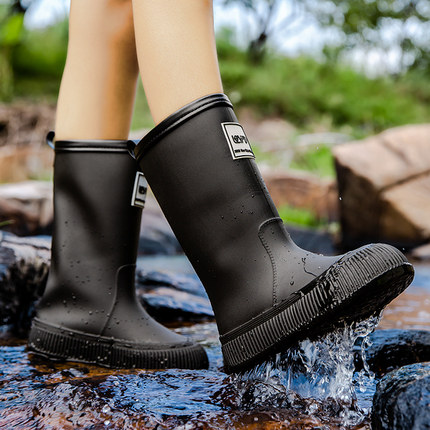 黑色雨靴女款2024新款高筒四季时尚外穿防水鞋女式轻便女士雨鞋LF