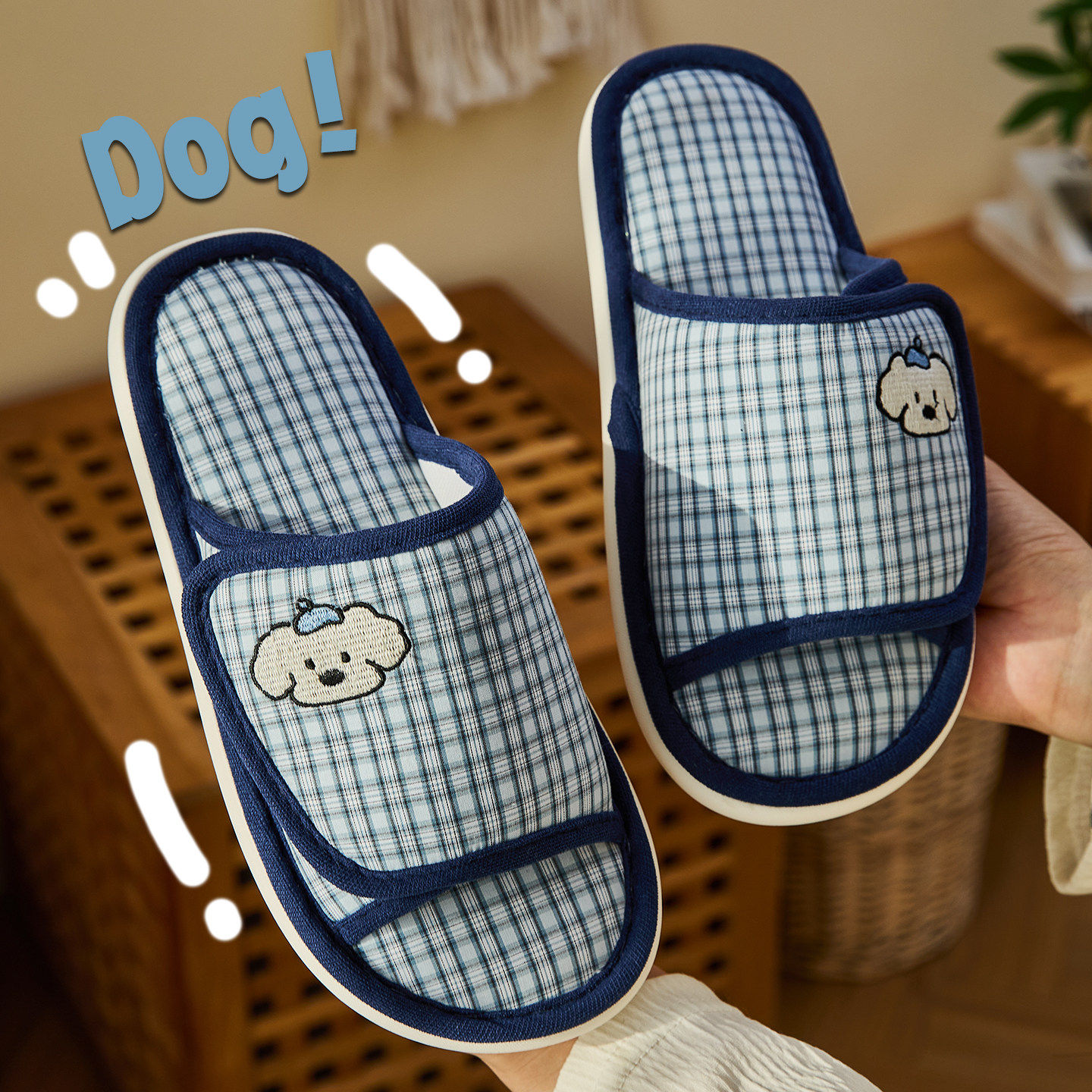 利达妮儿童亚麻拖鞋男童春秋亲子居家防滑透气防臭中大童棉麻拖鞋