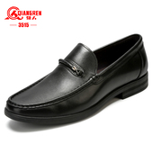 3515强人正品 男 商务休闲舒适黑色套脚低帮皮鞋 皮鞋 透气男士