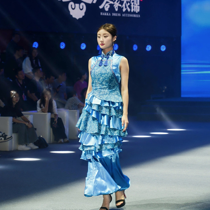 原创设计客家服饰晚装连衣裙改良客家服蛋糕长裙私人量身定制高定