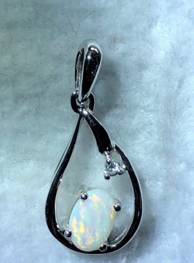 新款925银镀铂金镶天然澳洲欧泊戒指吊坠耳钉或擦漂亮特惠价超值C