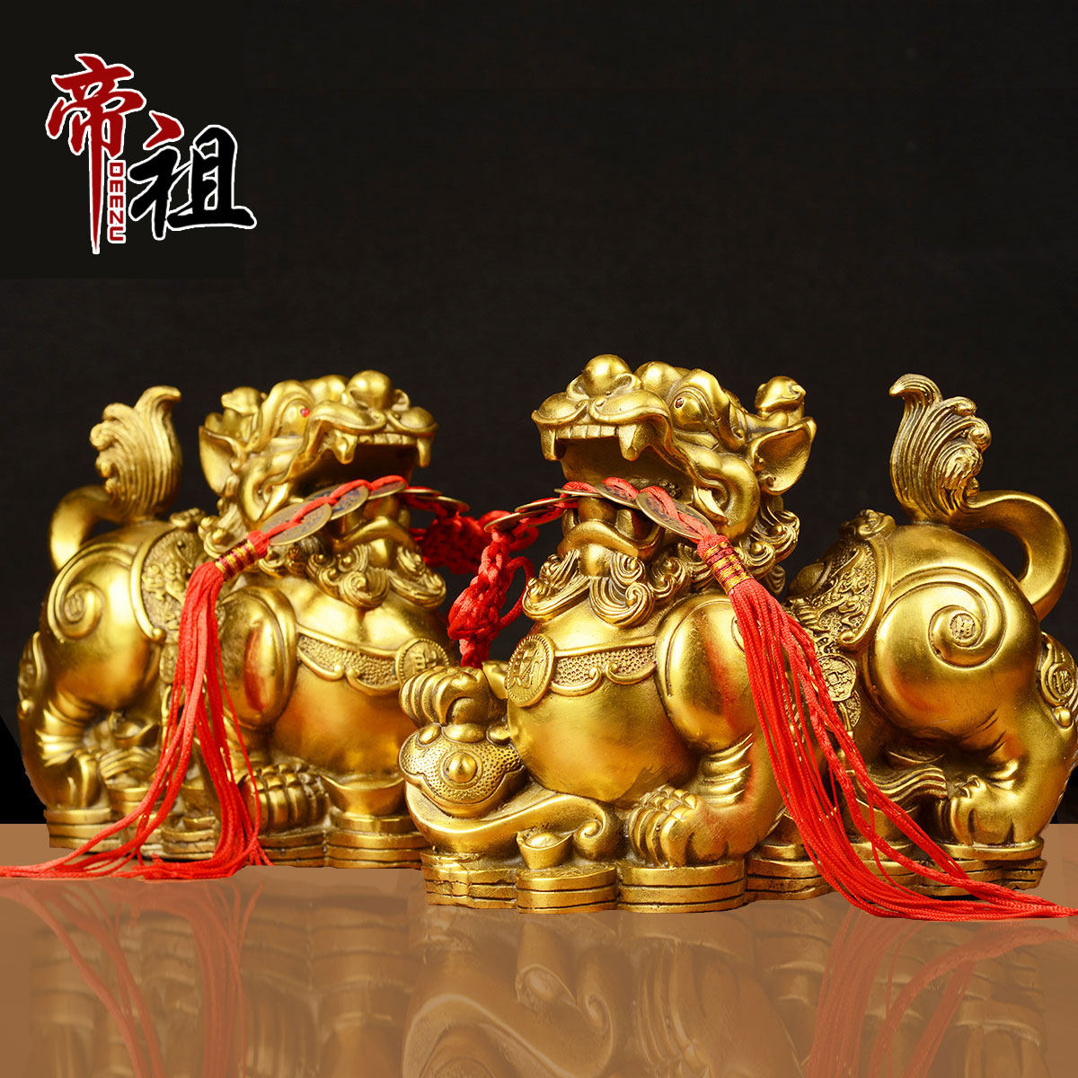帝祖全铜貔貅摆件一对家居客厅办公室办公桌摆件开业工艺品|ruв категории Домашний быт, украшения - от Buy2taobao.com для оказания профессиональной услуги покупки агента Taobao