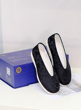 内联升布鞋男鞋北京布鞋手工千层底男龙纹织锦小元休闲布鞋8129A