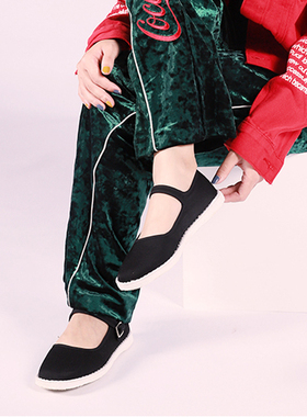 内联升布鞋女鞋北京布鞋手工千层底女礼服呢一代边布鞋 8627A