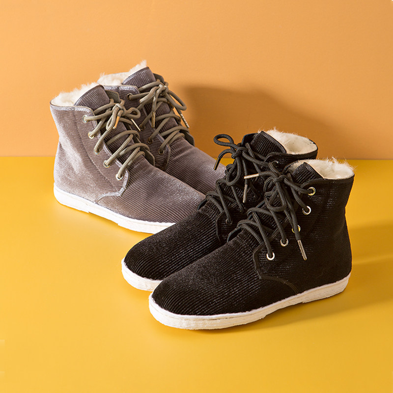 大内联升女鞋冬季棉鞋手工千层底女羊毛里灯芯绒五眼棉鞋DN8657