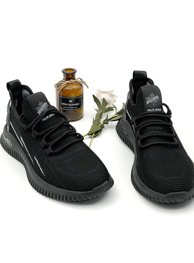 内联升男鞋春季新款薄款圆头系带飞织网面鞋透气休闲运动鞋4669C