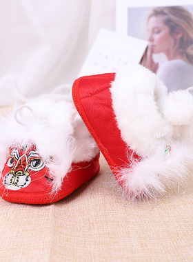 内联升童鞋冬季加绒棉鞋机纳底虎头鞋刺绣新年婴儿宝宝鞋5346C