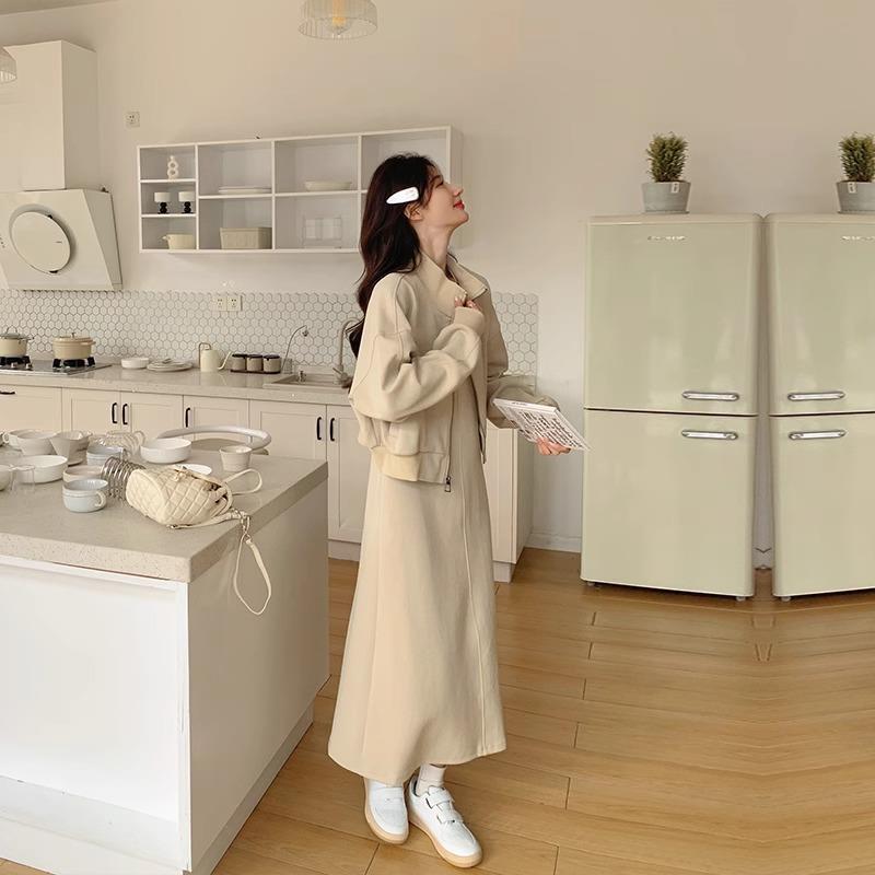 东大门秋季大码洋气减龄遮肚显瘦套装女穿搭背心裙子两件套胖mm