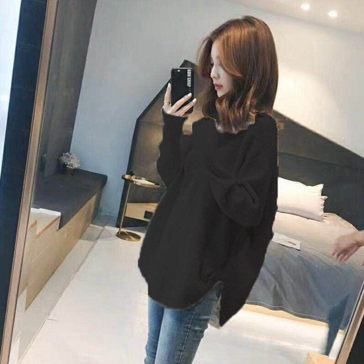 东大门服装女新款秋装毛衣针织衫宽松打底时尚女装中长款上衣洋气