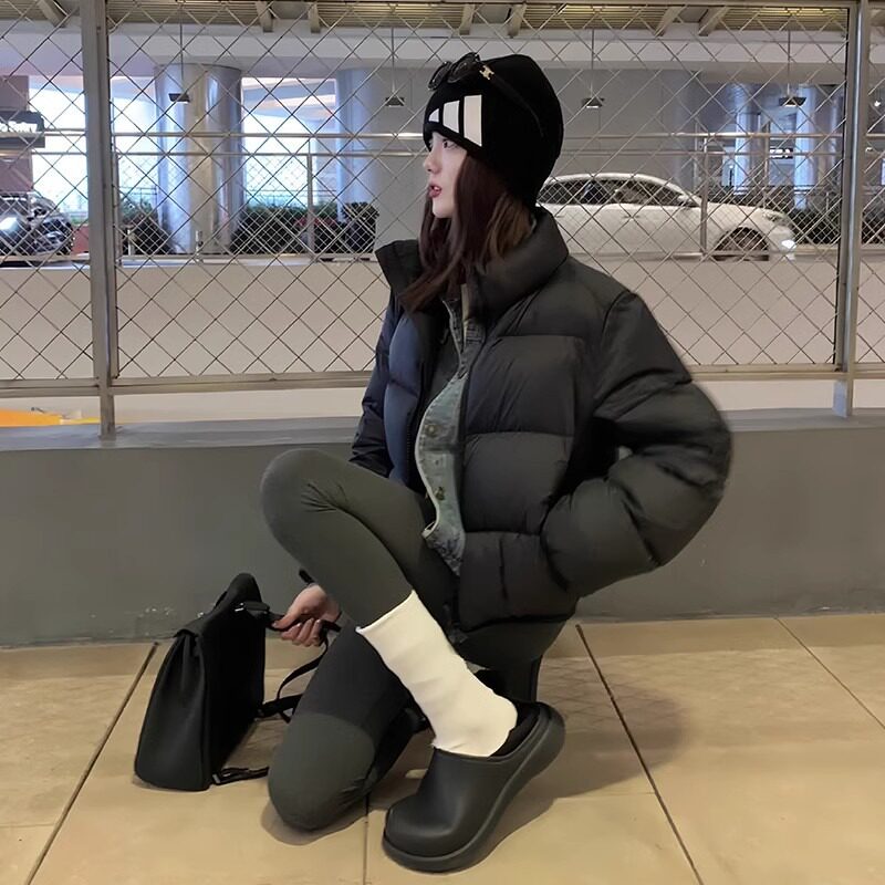 东大门短款羽绒棉服女冬季新款立领小个子外套美式慵懒风加厚上衣