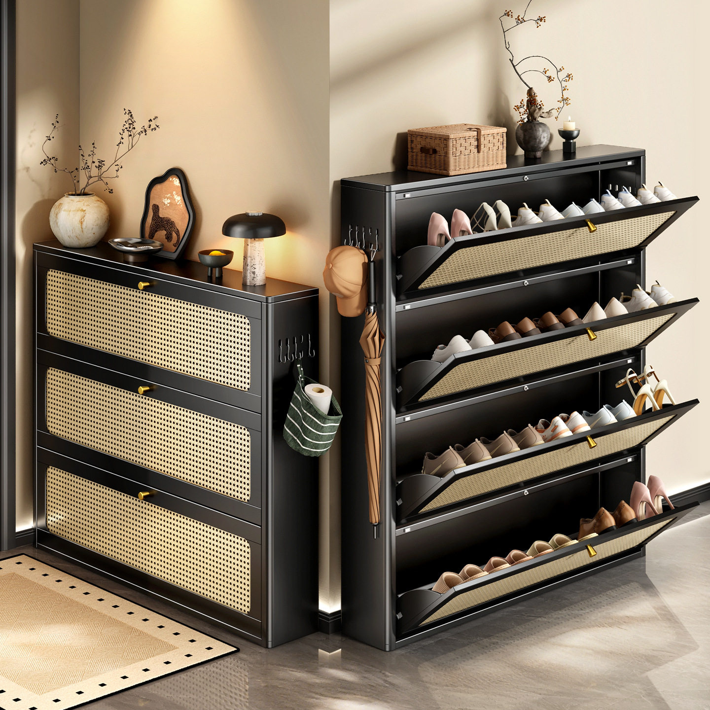 玄关入户超薄款翻斗鞋柜家用门口窄缝钢制收纳柜一体靠墙收纳,住宅家具,鞋柜,淘宝优惠券,粉丝福利购,淘宝优惠卷