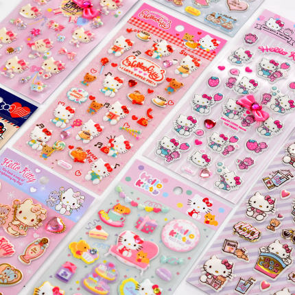 hellokitty立体3d泡泡贴纸儿童女孩哈喽kitty手机壳凯蒂猫粘贴画