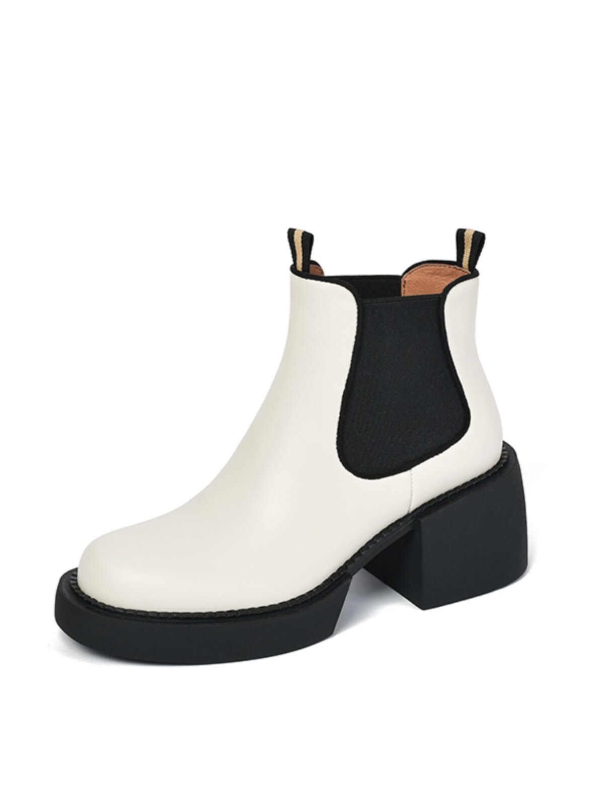 SMALL AUTUMN AND WINTER BOOTS WOMENS SHORT LEATHER PURE LEATHER HIGH HEEL PLATFORM SOLES CHELSEA BOOTS FLATFORM SOLE BOOTIES SINGLE BOOTS