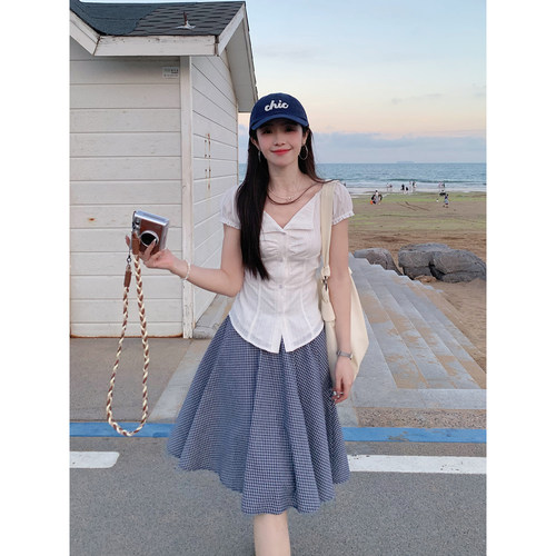 Even一雯【千岛之旅】韩系高智感100棉 法式气质白色修身收腰衬衫