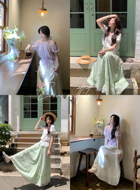 清仓Even一雯【绿夏清茶】韩系高智感绝美气质夏季新款碎花半身裙