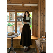 Even一雯 热可可 韩系高智感复古气质收腰秋冬可叠穿吊带连衣裙