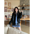 复古机车夹克宽松黑色皮衣外套 韩系高智秋季 Even一雯 老友日记