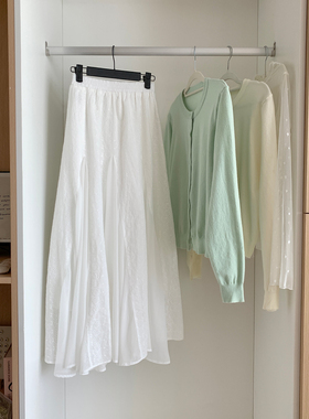 Even一雯【月光舞曲】韩系高智百搭温柔甜美日常松紧腰白色半身裙