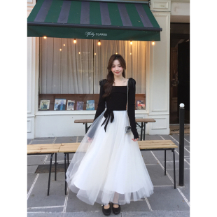 氛围感方领千金掐腰显瘦连衣裙 韩系高智法式 Even一雯 月白序曲