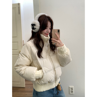 Even一雯【冬眠奶霜】韩系高智感针织立领温柔百搭短款羽绒服外套