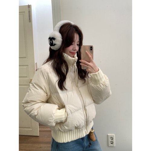 Even一雯【冬眠奶霜】韩系高智感针织立领温柔百搭短款羽绒服外套