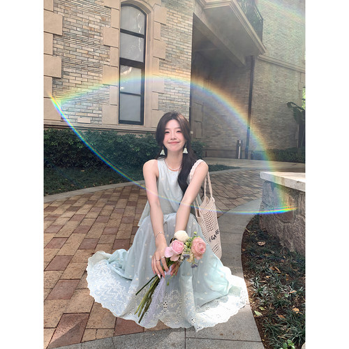 清仓Even一雯【卡普里岛】高智感假日氛围感挂脖两件套套装