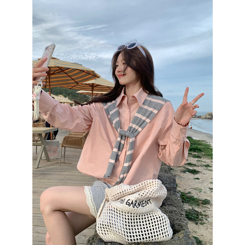 衬衫女春休闲学院风ins感衬衣