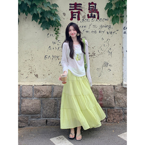 Even一雯【冻梨脆脆】韩系高智感肌理褶皱感清透度假夏日半身裙