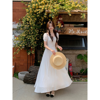 韩系高智感法式气质短袖连衣裙