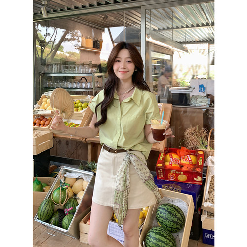 Even一雯【青苹果冻】韩系高智感法式通勤气质女主夏季百搭衬衫