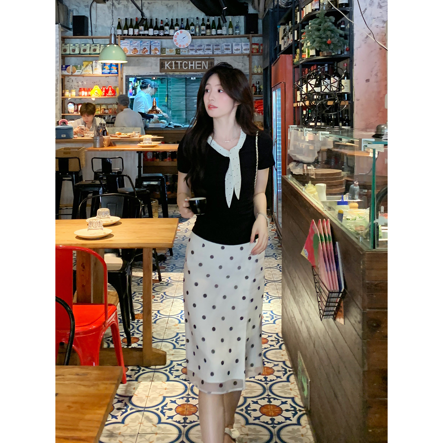 Even一雯【波尔卡美学】韩系高智感波点气质温柔日常百搭半身中裙