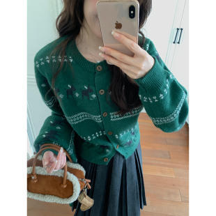 Even一雯 韩系高智感秋冬圣诞氛围感显白毛衣带围巾 费尔岛小鹿