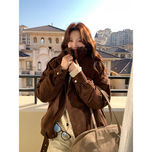毛毛外套 韩系高智感秋冬百搭甜酷咖色加厚款 Even一雯 野生诗人