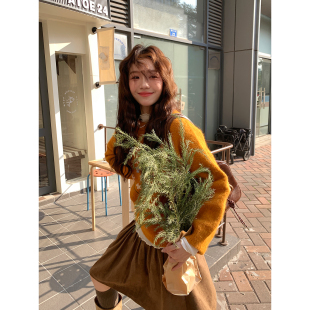 Even一雯 韩系高智软糯圆领毛衣秋冬显白显瘦日常上衣 花房奇遇