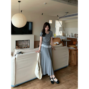 Even一雯【亦菲下凡】韩系高智感软糯舒适斜肩蕾丝上衣+半裙套装