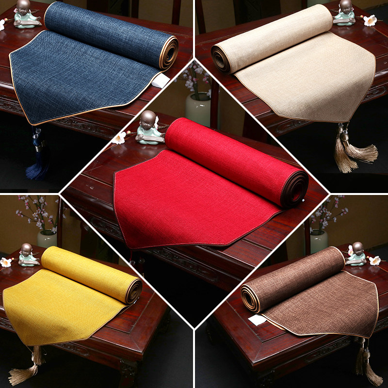新中式桌旗禅意茶台茶几茶席餐桌电视柜长条桌布纯色仿麻床旗定制,居家布艺,桌旗,淘宝优惠券,粉丝福利购,淘宝优惠卷