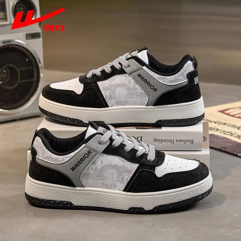 回力男鞋水墨画2025秋季新款休闲皮面百搭男士运动鞋潮板鞋子男款,流行男鞋,休闲板鞋,淘宝优惠券,粉丝福利购,淘宝优惠卷