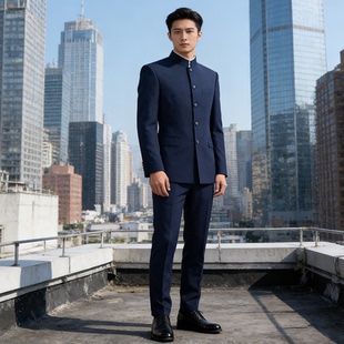 中山服男装新中式中山装男士高档男式2026正流行中华立领西服套装