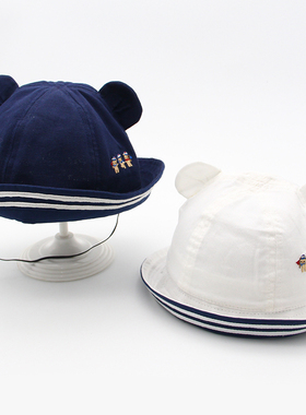 新生儿帽子春夏男女童渔夫帽婴儿宝宝海军风可爱盆帽出游遮阳帽子