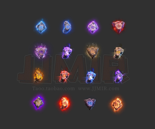传奇首饰素材 16组宝石神石 复古高清首饰四格特殊道具材料 TS682
